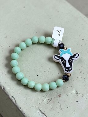Hand Crafted Cow Charm Beaded Bracelet - Kids Accessories